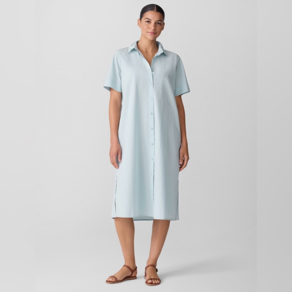 NWT Eileen Fisher Cotton Shirt Midi Dress shirtdress